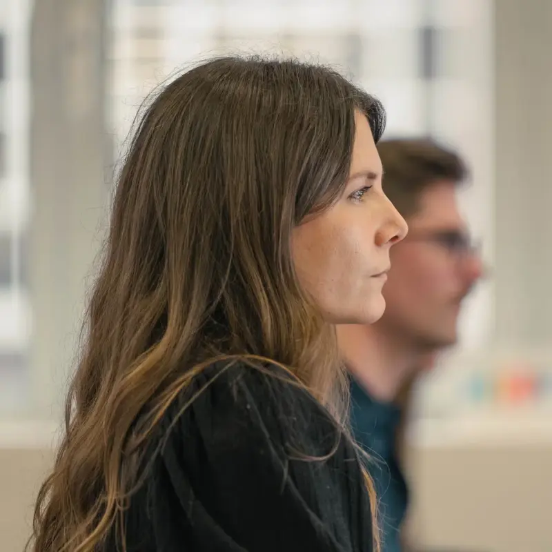 Colleague listening attentively during a meeting